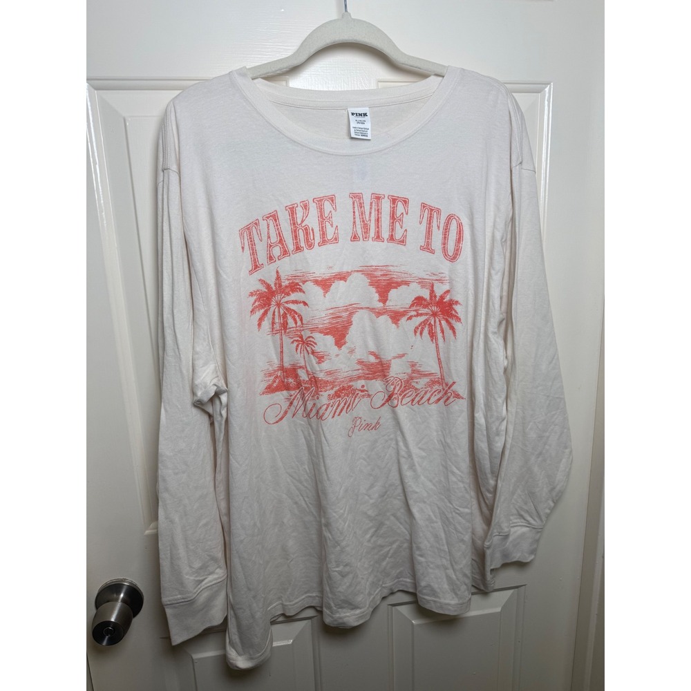 Victoria's Secret PINK Miami Beach Graphic Long Sleeve Tee XL NWT